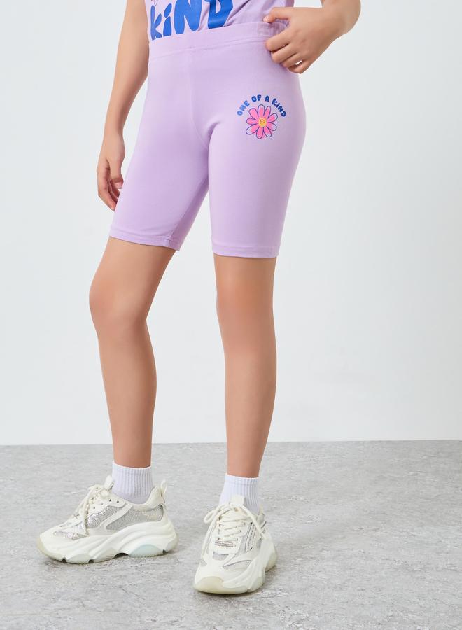 ستايلي طقم شورت ركوب دراجات وتيشيرت جرافيك للبنات - Image 4